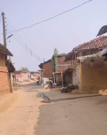 woman is brooming on the street