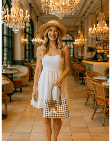 Tas anyaman plastik handmade bermotif elegan cocok untuk gaya santai dan premium