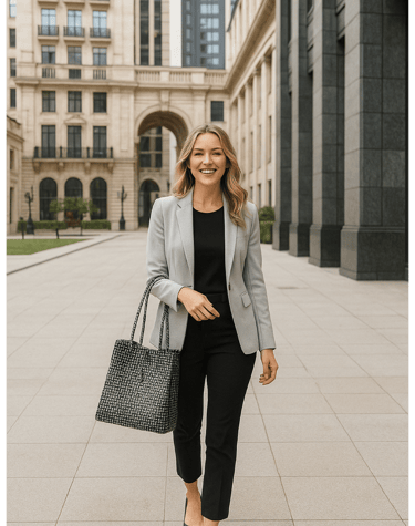 Tas anyaman plastik hitam handmade untuk wanita kerja dengan gaya profesional