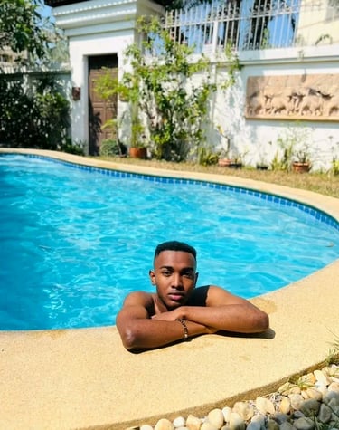 Massage therapist relaxing in swimming pool in Pattaya