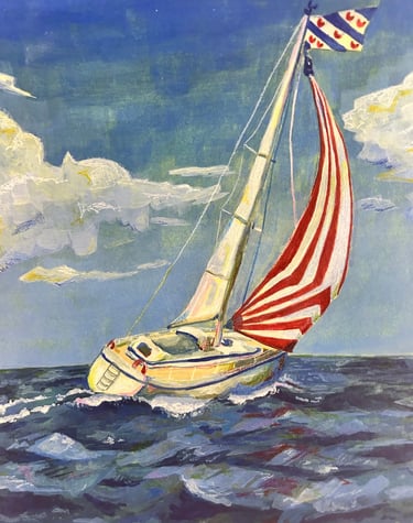 Original Takara Welter Gouache Painting on Paper titled, "North Sea"