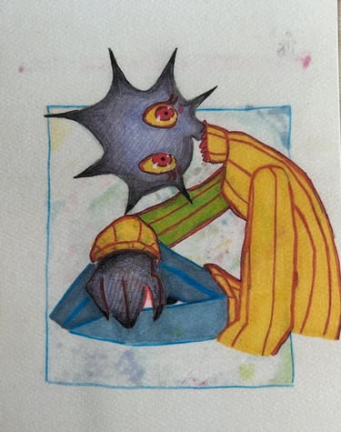 Original Takara Welter Mixed Media Painting on Paper titled, "Aren't We the Same"