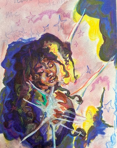 Original Takara Mixed Media Welter Painting on Paper titled, "Please Believe Me"