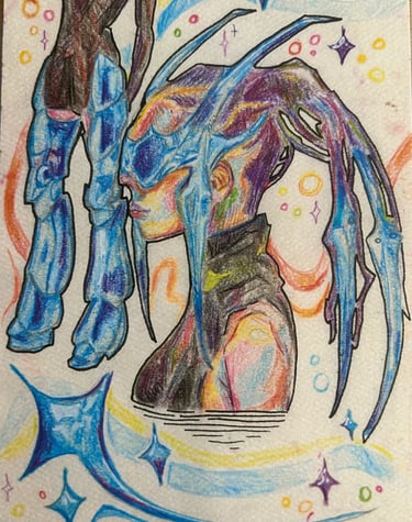 Original Takara Welter Mixed Media Painting on Paper titled, "Chrome"