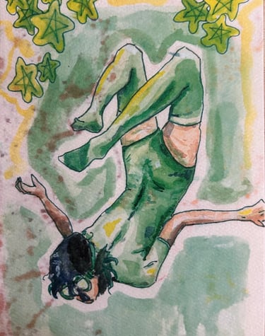 Original Takara Welter Mixed Media Painting on Paper titled, "Diver"