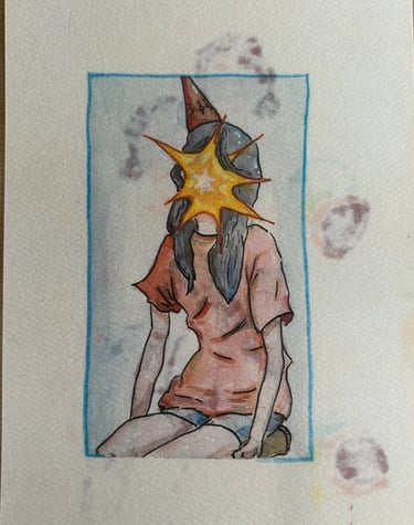 Original Takara Welter Mixed Media Painting on Paper, titled "Party Girl"