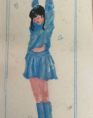 Original Takara Welter Mixed Media Painting on Paper, titled "Blue Mornings"