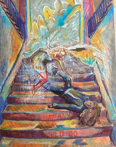 Original Takara Welter Gouache Painting on Paper, "What Any Saint Would Do"
