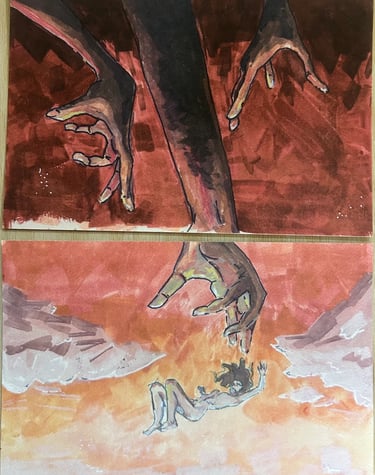 Original Takara Welter Gouache Painting on Paper, titled 'Unachievable'