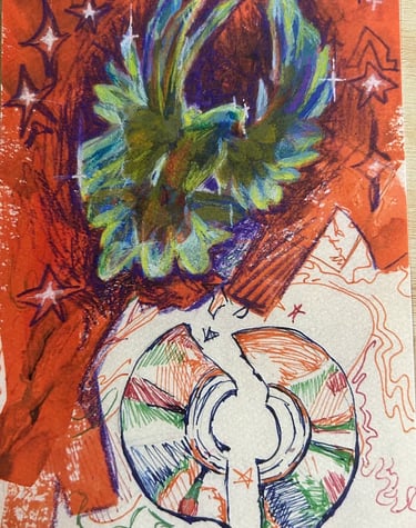Original Takara Welter Mixed Media Painting on Paper titled 'The Dove'