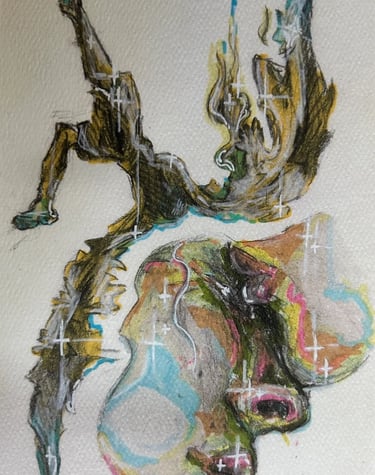 Original Takara Welter Mixed Media Painting on Paper titled, 'Icarus'