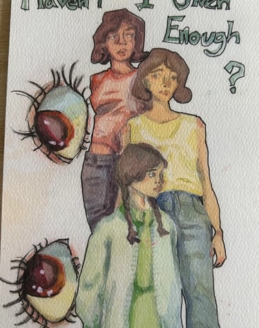 Original Takara Welter Mixed Media Painting on Paper, titled "Haven't I Given Enough?"