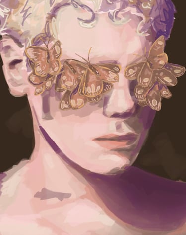 Original Takara Welter Digital Painting titled, "Lamp Man"