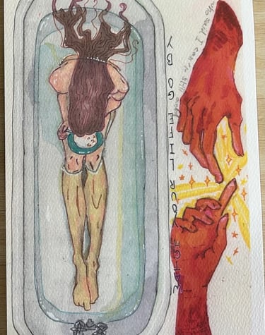 Original Takara Mixed Media Welter Painting on Paper titled, "Watch Your Life Go By"
