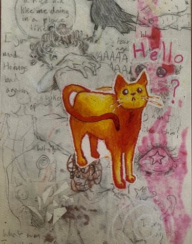 Original Takara Mixed Media Welter Painting on Paper titled, "Hello"