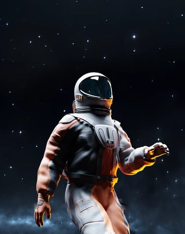 an astronaut in a space suit and helmet floating in space