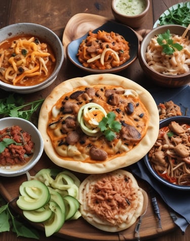 Close-up of a golden, crispy chicharron pupusa on a rustic plate.