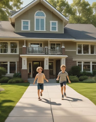 Sunlit porch of a cozy group home with welcoming chairs and blooming flowers.