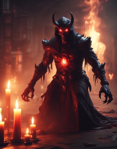 A chilling scene from a horror movie with eerie shadows and fog.