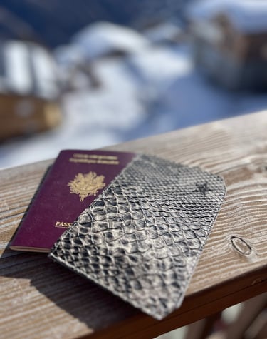 Pochette passeport python vegan 