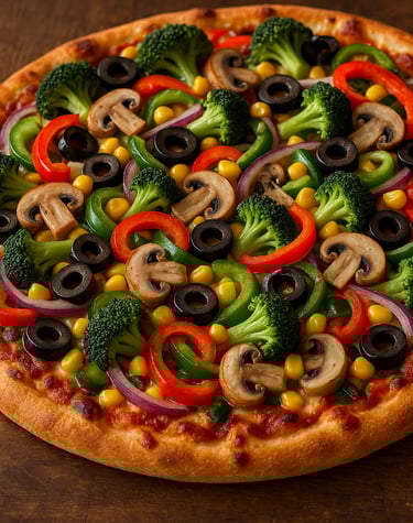 Overloaded veggie pizza