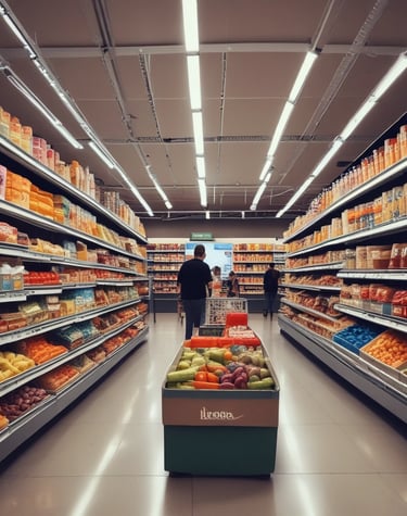 Packages of assorted snacks are arranged in clear plastic containers on a table. The snacks vary in colors and shapes, including green, red, and yellow items wrapped in clear plastic. There is also a cardboard box in the background with more wrapped snacks and some unwrapped items visible.