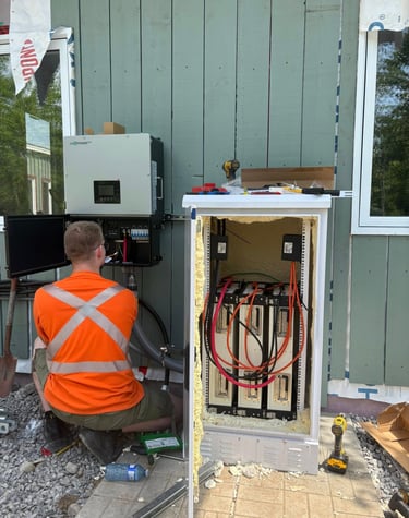 Licensed electricians at XBOCT (XB) Electric installing energy storage system