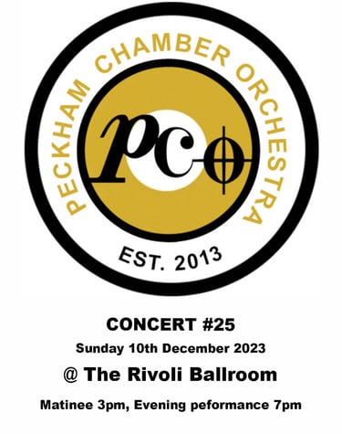 Peckham Chamber Orchestra programme for concert #25 on Sunday 10th December 2023