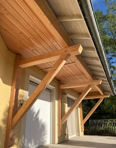 console bois charpente extension de toit en bois