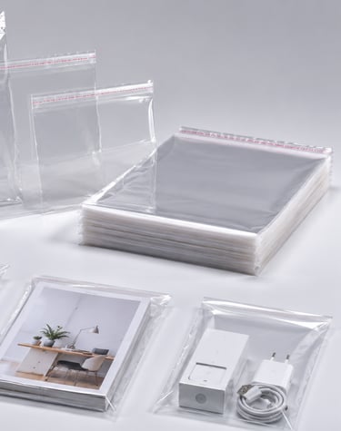 Self adhesive BOPP poly bags supplier in Indore transparent plastic packaging with sealing flap