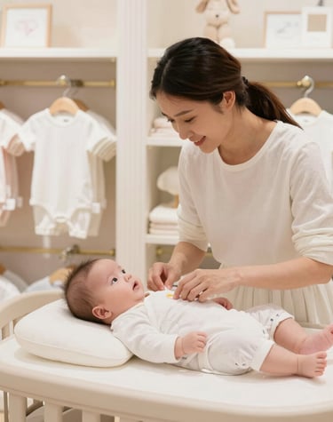 Close-up of colorful baby boxers neatly folded on a soft surface