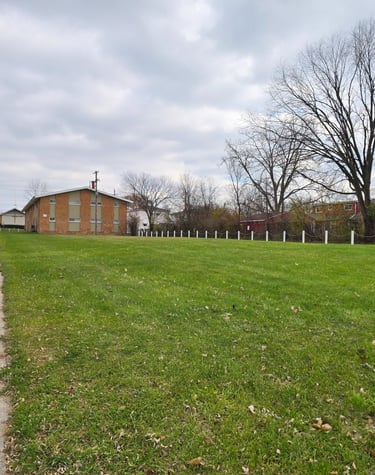 Large open grassy area for kids to play on.