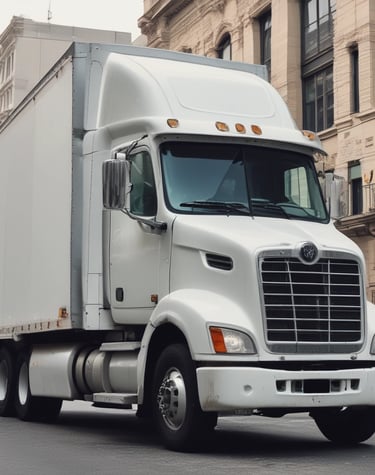Side-by-side photos showing a damaged truck trailer before repair and the same trailer fully restored with fresh paint and new panels.