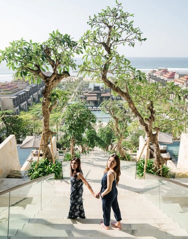 mother and daughter wide view at apurva kempinski bali nusa dua