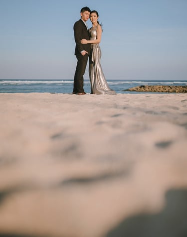Romantic beach prewedding couple at The Ritz-Carlton Nusa Dua Bali.