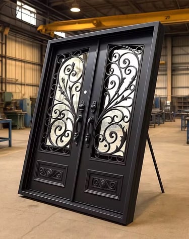 Puerta de hierro moderna para casa o negocio