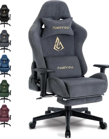 Andyou Silla Gaming Transpirable con Cojín Lumbar Ajustable, color gris