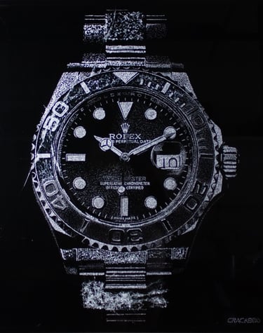 Rolex Yacht Master created with broken glass art.