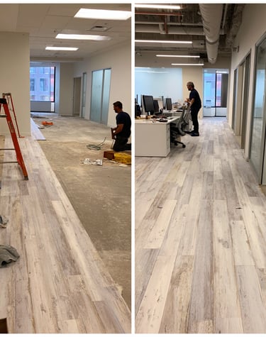 Commercial flooring installation in Sugar Land TX office space by Next Floors LLC