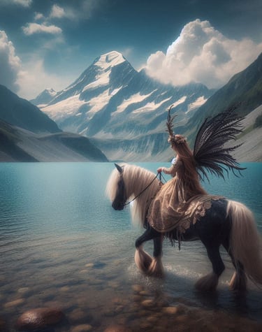 Fairy riding horse at lake said ul malook