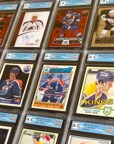 a line of graded sports cards at GCG Vancouver, BC