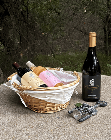 wine basket with 2 bottles of wine