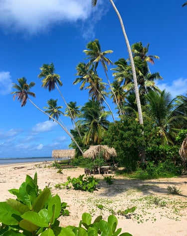 Praia de Bainema, Ilha de Boipeba Refúgio do Sagrado. Eventos e hospedagem