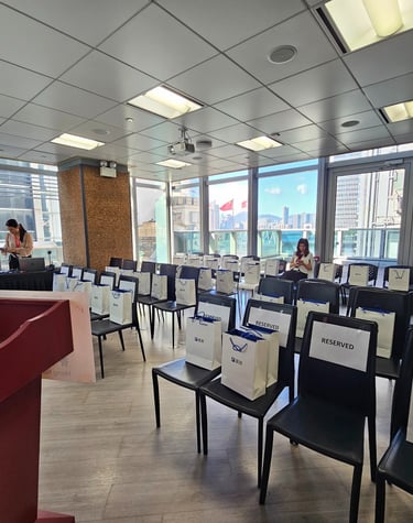 theather setup with 45 seatings event venue to rent by hour in Central Hong Kong