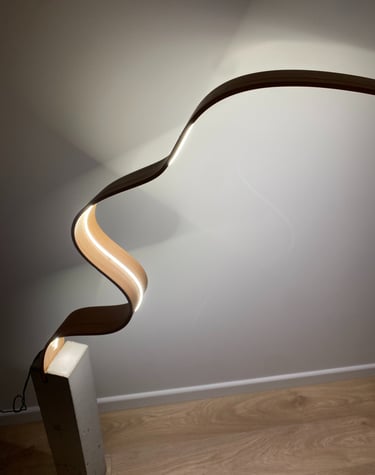 LIMITED EDITION HANDMADE FLOOR LAMP WWW.EGLEDESING.NET WOODBENDING