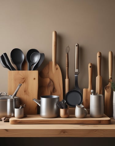 A collection of home organization tools displayed elegantly.