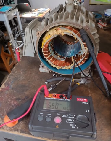 prueba de resistencia de aislamiento a motores