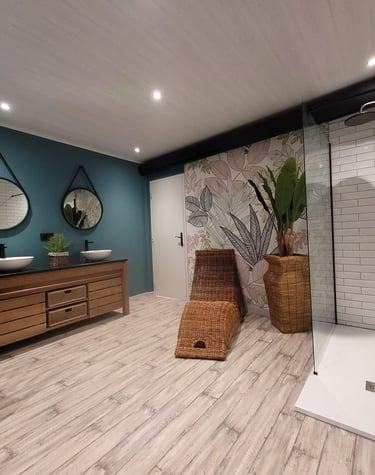 Salle de bain Bornéo du mas de l'Enclos du Soleil le Vent
