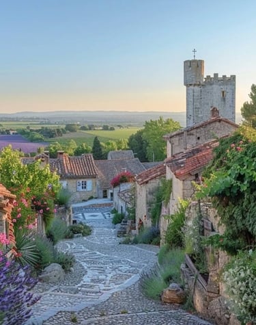 Village percher provençal du village typique La Garde Adhémar près du mas de l'Enclos du Soleil le Vent