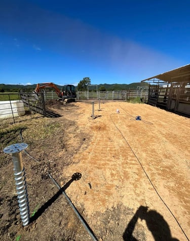 Chantier pour pose de vis de fondation